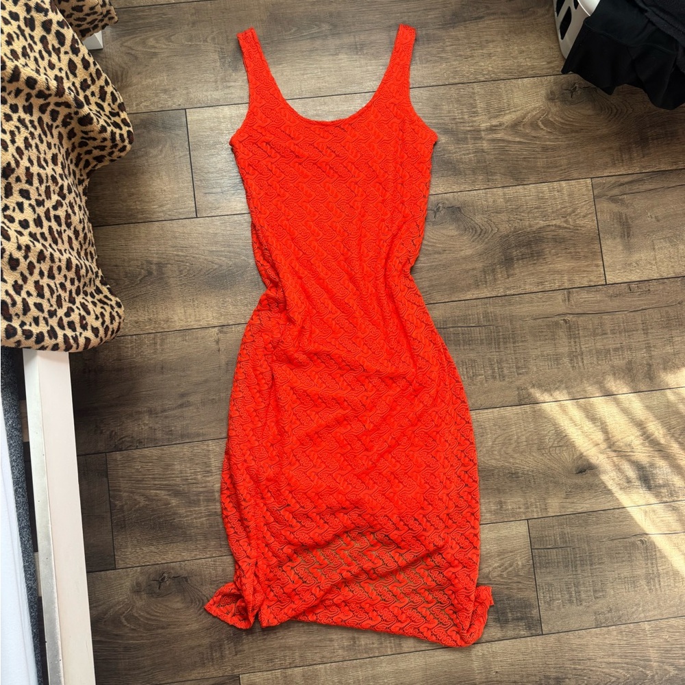Apt. 9 Vibrant Orange Textured Midi Dress